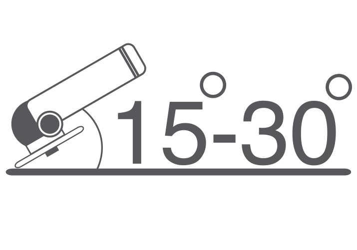 For grinding at a 15–30° angle